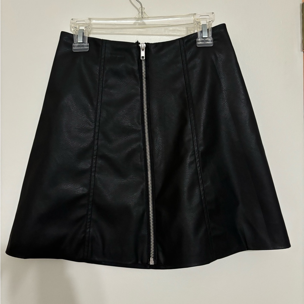 Never Worn Black Leather Skirt with Zipper
